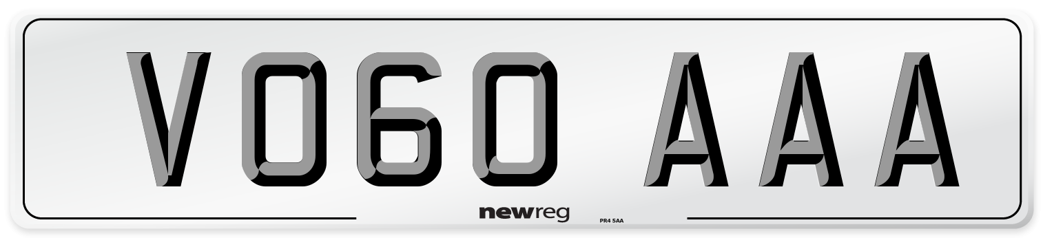 VO60 AAA Number Plate from New Reg